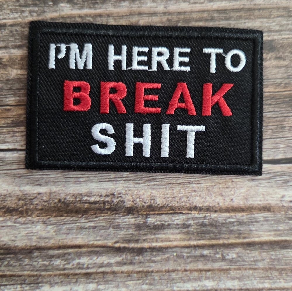 I'm Here To Break Sht Punk Rock Skater Grunge Biker Morale Iron on Patch